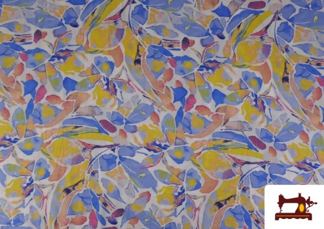 Comprar Tela de Viscosa Estampado Multicolor Azul