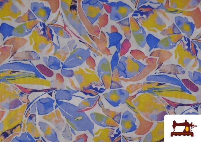 Venta de Tela de Viscosa Estampado Multicolor Azul