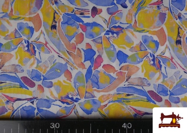 Comprar online Tela de Viscosa Estampado Multicolor Azul
