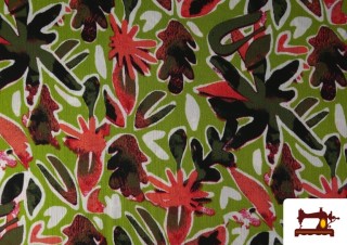 Comprar Tela de Viscosa Verde y Naranja color Verde