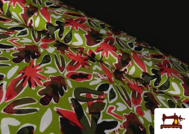 Venta de Tela de Viscosa Verde y Naranja color Verde