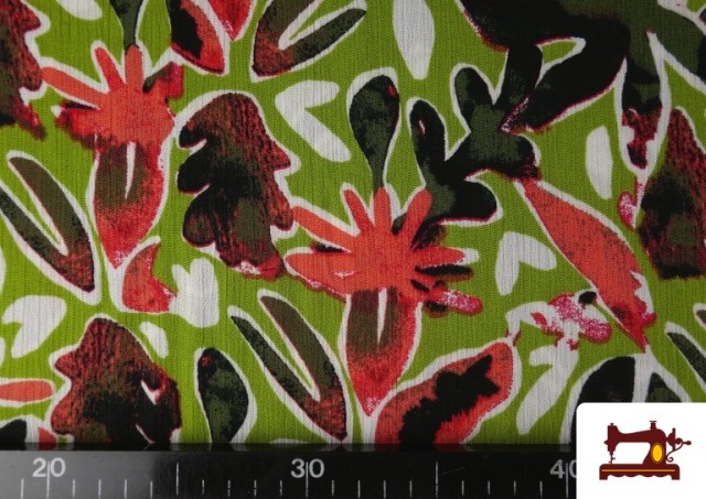 Venta online de Tela de Viscosa Verde y Naranja color Verde