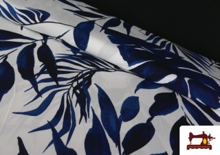 Tela de Crep Hojas Azul