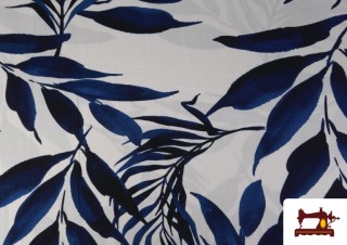 Comprar Tela de Crep Hojas Azul
