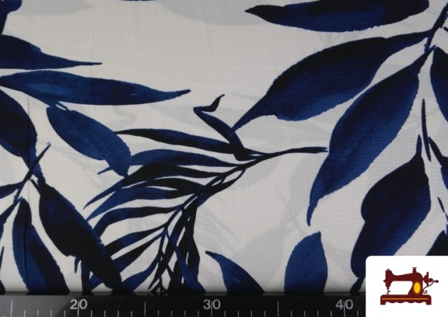 Comprar online Tela de Crep Hojas Azul