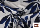 Venta online de Tela de Crep Hojas Azul