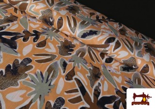 Tela de Viscosa Verde y Naranja color Naranja