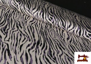 Tela de Viscosa Estampado Cebra Negro y Lila