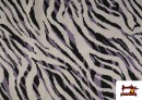Venta de Tela de Viscosa Estampado Cebra Negro y Lila