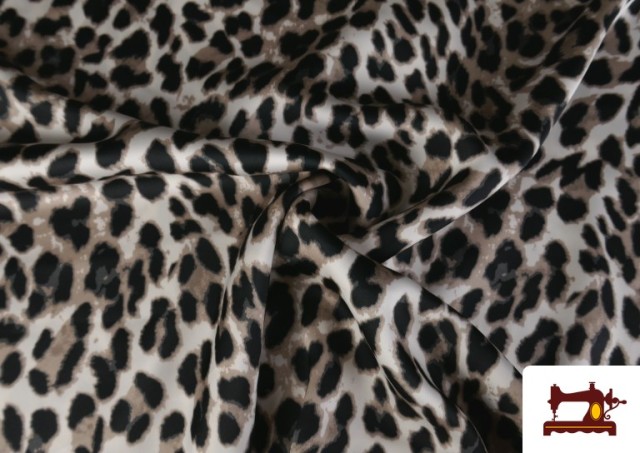 Venta online de Tela Crep Satén Estampado Leopardo