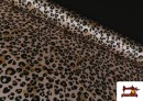 Tela Crep Satén Estampado Leopardo Crudo