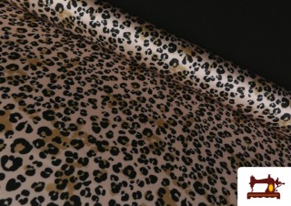 Tela Crep Satén Estampado Leopardo Crudo