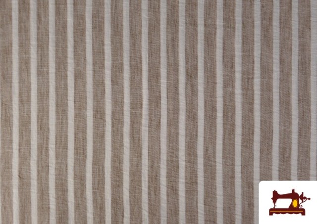 Comprar Tela de Rayas Coordinada Símil Lino de Poliéster color Beige