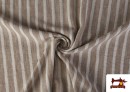 Comprar online Tela de Rayas Coordinada Símil Lino de Poliéster color Beige
