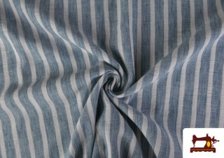 Tela de Rayas Coordinada Símil Lino de Poliéster color Azul