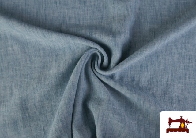 Tela Coordinada Símil Lino de Poliester color Azul