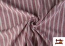 Comprar online Tela de Rayas Coordinada Símil Lino de Poliéster color Rojo