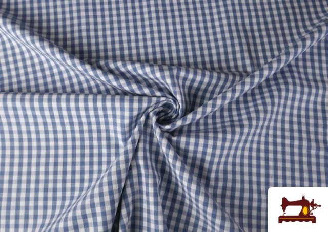 Comprar online Tela de Cuadros Vichy de 100% Algodón color Azul azafata