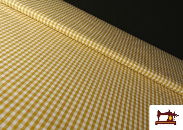 Tela de Cuadros Vichy de 100% Algodón color Mostaza