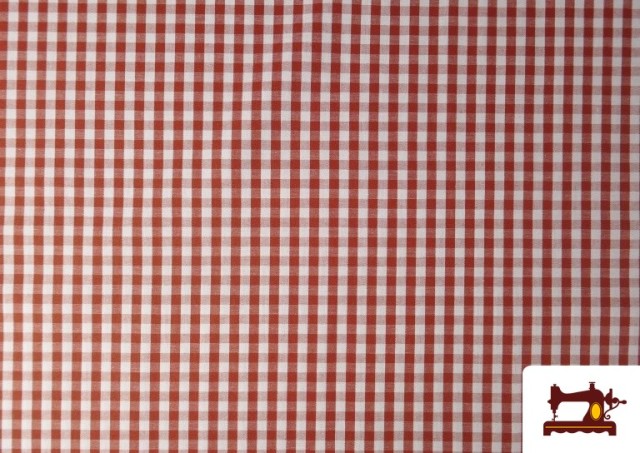 Comprar online Tela de Cuadros Vichy de 100% Algodón color Teja