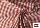 Venta online de Tela de Cuadros Vichy de 100% Algodón color Teja
