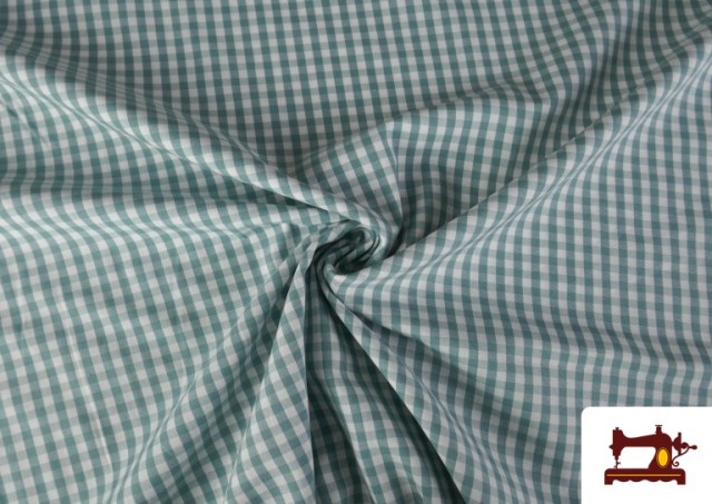 Venta de Tela de Cuadros Vichy de 100% Algodón color Verde mar