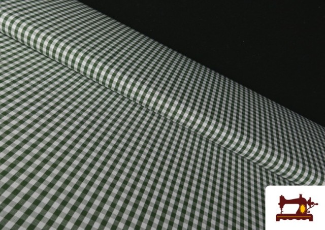 Comprar online Tela de Cuadros Vichy de 100% Algodón color Verde botella