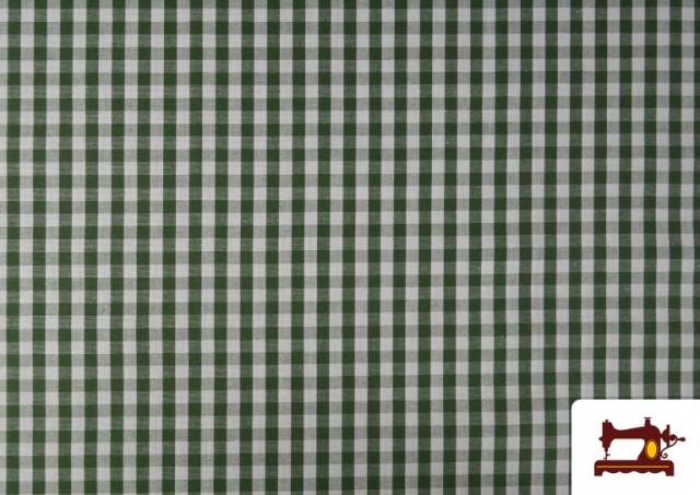 Tela de Cuadros Vichy de 100% Algodón color Verde botella