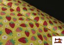 Tela de Algodón Estampado Fresas y Flores