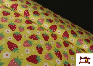 Tela de Algodón Estampado Fresas y Flores