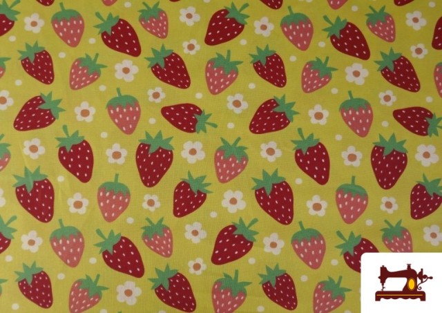Comprar Tela de Algodón Estampado Fresas y Flores