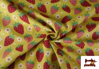 Venta online de Tela de Algodón Estampado Fresas y Flores