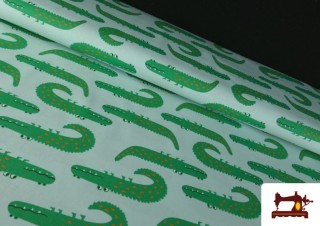 Tela de Algodón Estampado Cocodrilos