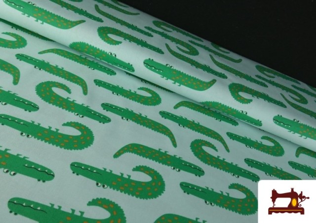 Tela de Algodón Estampado Cocodrilos