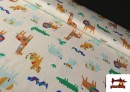 Tela de Algodón Estampado Animales divertidos Multicolor