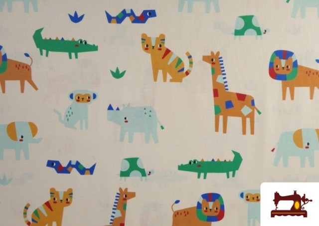 Venta de Tela de Algodón Estampado Animales divertidos Multicolor