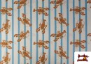 Comprar Tela de Algodón Estampado Langostas y Rayas Veraniegas
