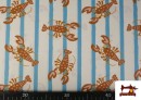 Comprar online Tela de Algodón Estampado Langostas y Rayas Veraniegas