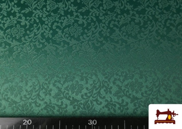 Comprar online Tela de Jacquard Brocado Floral Ancho 280cm color Verde