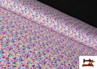 Tela de Punto de Camiseta Flores de Colores