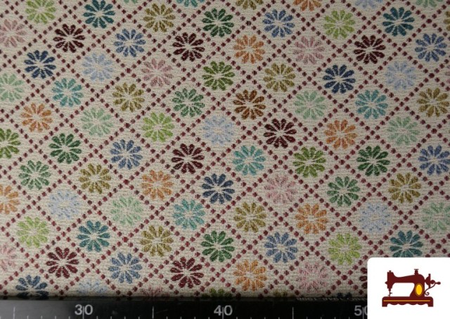 Venta de Tela de Gobelino Estampado Floral Geométrico