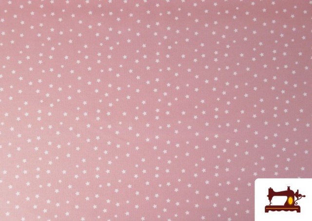 Tela de Algodón Estrellas Pequeñas de Colores color Rosa pálido