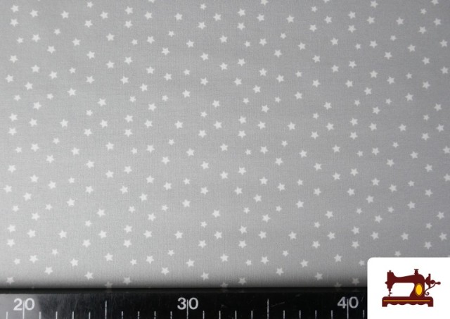 Tela de Algodón Estrellas Pequeñas de Colores color Gris