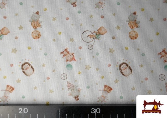 Comprar online Tela de Pique de Algodón Estampado Animales de Circo