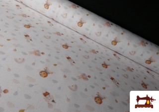 Tela de Pique de Algodón Estampado Animales Infantil