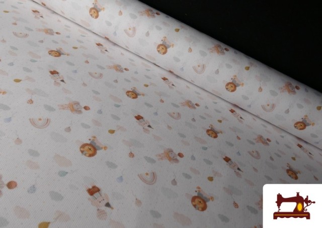 Tela de Pique de Algodón Estampado Animales Infantil