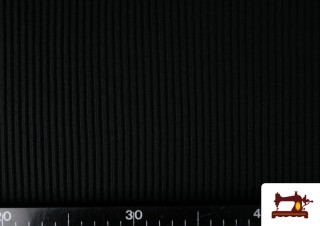 Venta de Tela de Punto Canalé Para Vestuario color Negro