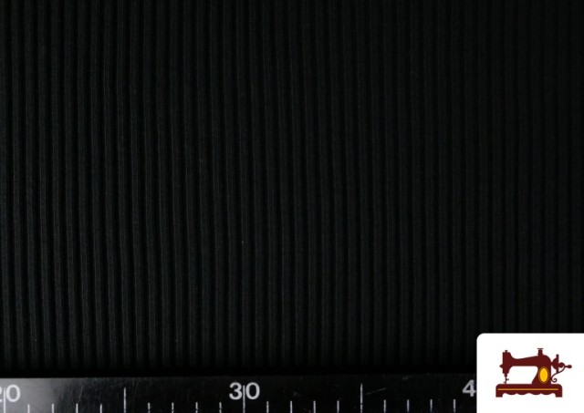 Venta de Tela de Punto Canalé Para Vestuario color Negro