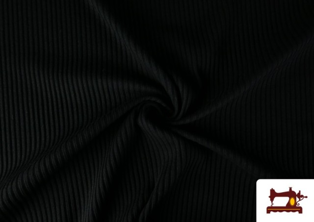 Comprar online Tela de Punto Canalé Para Vestuario color Negro