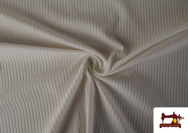 Tela de Punto Canalé Para Vestuario color Blanco